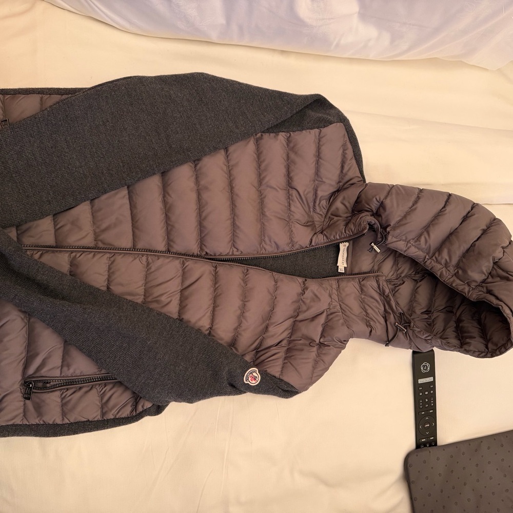 Moncler Taupe and Charcoal Puffer Vest